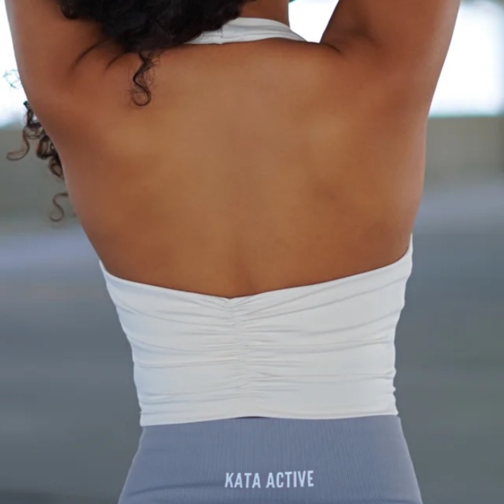 Kata Active Halter Ivory Crop Top View 2